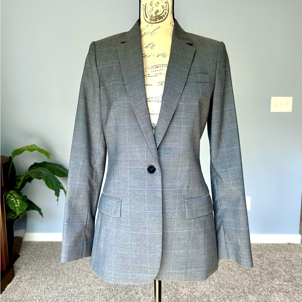 Theory Charcoal Multi Space Dye Grid Jacket size 6